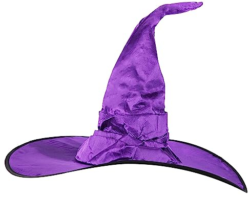 LUTER Cappello da Strega di Halloween, 45x45cm Cappello da Strega Arricciato a Punta Cappello da Strega in Costume per Bambini Accessori per Cosplay per Feste di Halloween Mascherate (Viola)