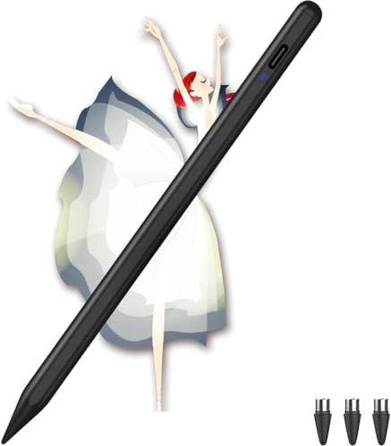 Universal Pad Stylus Pens for Touch Screens Rechargeable iPad Pencil with Magnetic Adsorption,Capacitive Pom Tip Stylus Pen for Pad Pro/Air/Mini/iPhone/Samsung/iOS/Android/Tablets-Black