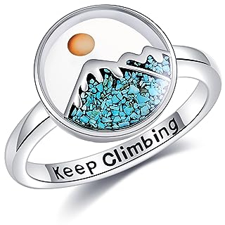 Senfkörner Ring Sterling Silber Berg Türkisfarbener Ring Klettern Schmuck Christliches Geschenk für Frauen Mädchen-57