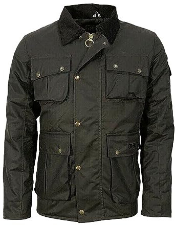 FAIRY BOUTIQUE Game Utilitas Herren-Wachsjacke, langärmelig, Reißverschluss, Kragen, mehrere Taschen, braun, XL