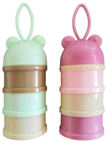 2 cajas de leche en polvo, caja de almacenamiento con compartimentos individuales, dispensador de leche en polvo, práctica caja de almacenamiento, apilable, caja de leche en polvo, adecuado para