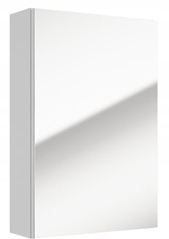 .Deftrans Domodomo Weißer spiegelschrank Bad, wandmontierter Badezimmer spiegelschrank, 3 Einlegeböden, Badezimmermöbel (40 x 60 cm Glasböden)
