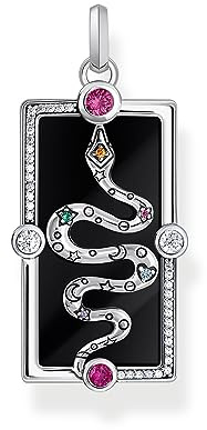 THOMAS SABO Kettenanhänger Schlange mit schwarzer Kaltemaille und bunten Steinen Silber 925 Sterlingsilber, Geschwärzt, Kaltemail