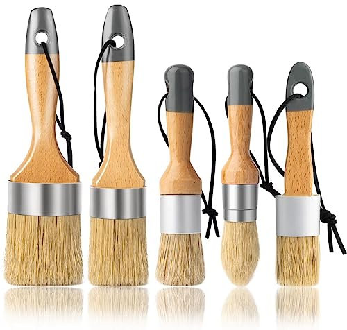 Qutsvosh Runde ovale Kreide-Pinsel, 5er-Set, Kreidefarbe, für alle Mal- und Wachsmalereien