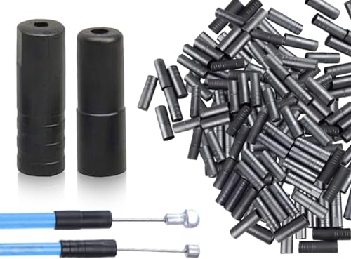 KAPSING 200 Stück Endkappe Bremszug, Fahrrad Endkappen Bremszug Endhülsen Kabelendhülsen, Plastik Endkappe Bremszug für Bremsseil Schaltseil(100pcs 5mm+100pcs 4mm)