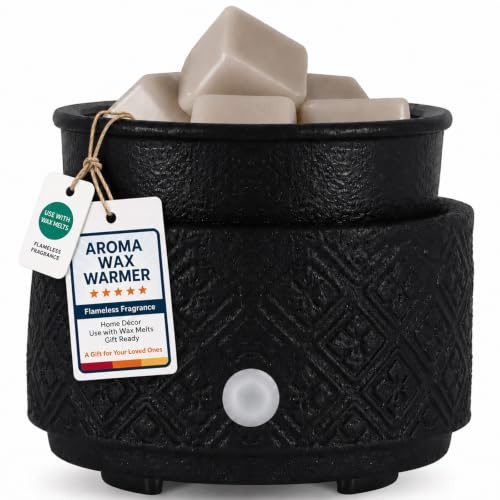 mocosa Wax Melt Warmer for Scented Wax,3-in-1Ceramic Wax Warmer Fragrances Candle Oils, Home Fragrance Wax Burner,Electric Candle Warmer as Gift for Mom Women(Black)