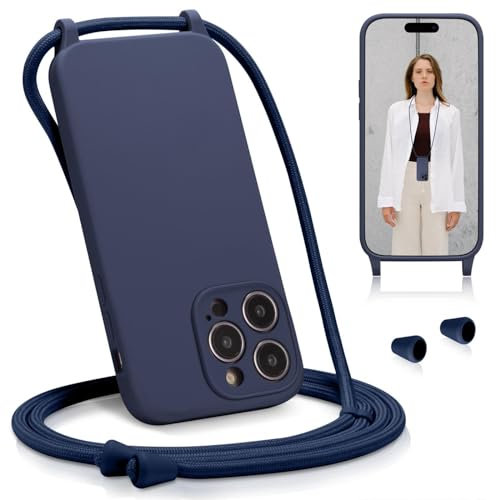 Verco Liquid Silikon Handyhülle für iPhone 15 Pro Max Case [verstellbare Kette] Schutzhülle Handykette für iPhone 15 Pro Max Hülle - Ideal für Festival und Outdoor