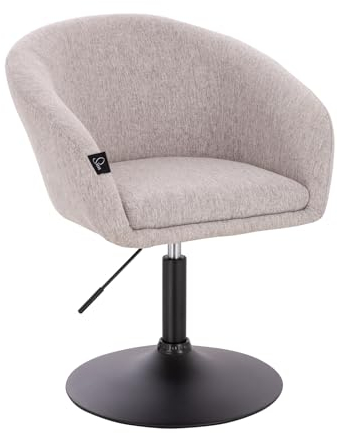 SVITA Jamaika Loungesessel Cocktailsessel Barsessel Clubsessel Polsterstuhl Tellerfuß mit Armlehnen Leinenoptik Hellgrau