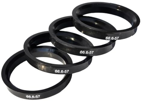 TNSRAY Anelli di centraggio, 4 Pezzi Anelli di centraggio, Anelli di centraggio per Cerchioni in plastica, 66,6-57,1/66,6 su 57,1 Anelli di centraggio per Cerchioni in plastica, Nero