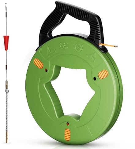 Rouwthio Aide à l'extraction de câbles de 60 m - Spirale rétractable raffinée pour tubes vides - Fil de traction PET de qualité supérieure - Boîtier en plastique inclus