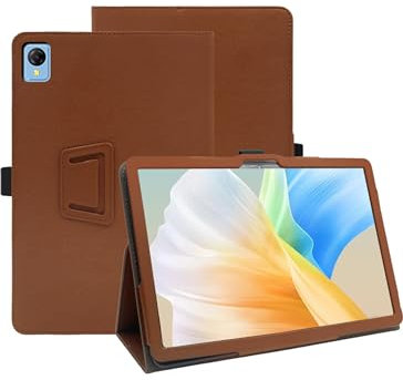 Schutzhülle für Topsand N8 Plus 8,7 Zoll Android 13 Tablet 2024, verbesserte Version, hochwertiges Leder, Business-Folio-Schutzhülle mit Handschlaufe für Tablet, Braun