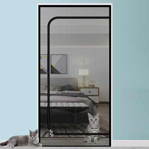 iFCOW Puerta mosquitera para Mascotas, Puerta de Malla Resistente a Prueba de Gatos con Cierre de Cremallera, Puerta mosquitera Resistente a Mascotas Que Evita Que los Gatos se queden sin la Sala de