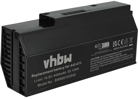 vhbw 1 x Replacement Battery for Asus A42-G73, 07G016DH1875, 70-NY81B1000Z, 90-NY81B1000Y for Notebook (4400 mAh, 14.8 V, Li-ion)