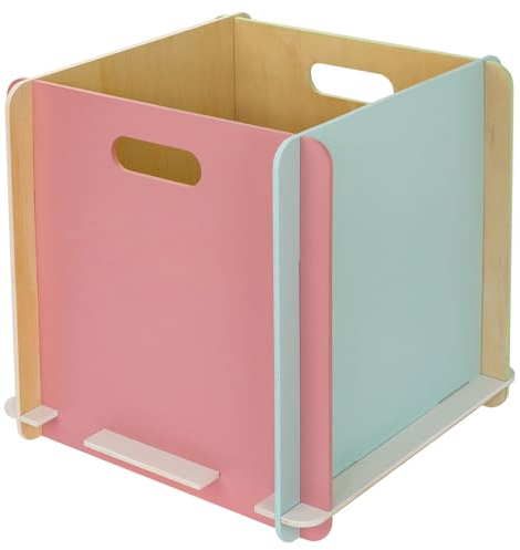 HMF Aufbewahrungsbox aus Holz zum Zusammenstecken | passend für Kallax | 32 x 32 x 32 cm | Mehrfarbig