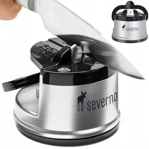 Severno Messerschärfer mit Saugnapf, Wolframkarbid-Schleifplatten, für Küchenmesser, Scheren, Äxte