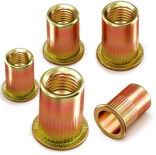 YOOPIN 120 Stück Nietmuttern M4, Verzinkt Blindnietmuttern, Runde Flachkopf Gewindenieten, Einnietmuttern mit Gewinde für Bleche, Elektrogeräte und Industrieprodukte