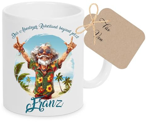 Manufaktur Liebevoll Personalisierte Rente Tasse für Mann - Geschenk für Kollege, Ruhestand, Abschied - Wunschname Rentner (Mann - Rentner)