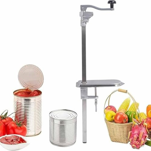 Manual Bench Can Opener, Height Adjustable Bench Tin Opener, Heavy Duty Cast Iron Base, Stainless Steel Double-Edged Blade for Commercial Restaurant Hotel
