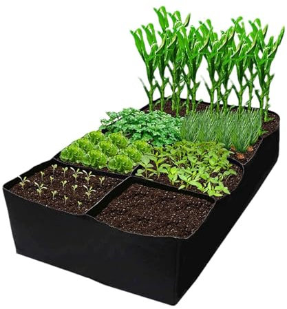 Cama para macetero de tela - Cama para jardinera de 128 galones, bolsa para el cultivo de flores y plantas | Cama de jardín rectangular dividida con 8 rejillas divisorias, cama de jardín elevadora