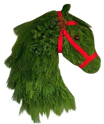 Weihnachtsdeko Wand Pferdekopf Skulptur Kranz Wandskulptur, Garten Dekoweihnacht Winterkranz Bauernhaus Pferdekopf Pferde Wandbild Weihnachtskranz, Weihnachtsdekoration Garten Deko Türschild