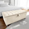 Harveys Living Ottoman Storage Box - Penal Style Engineered Wood Luxurious Plush Velvet Ottoman Storage Bench - (Cream Plush, Legs)