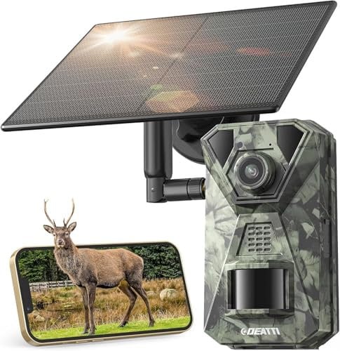 VXK 4G Solar Wildlife Camera mit SIM Karte, Wildkamera mit handyübertragung app Trigger 0,1S, Wildtierkamera mit bewegungsmelder nachtsicht with 64GB SD Card, 7800mAh Akku, IP66