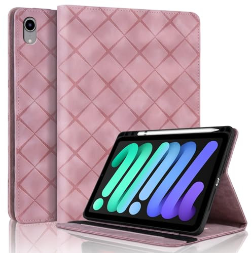 Vaitasy Coque pour iPad Mini 7 (A17 Pro) 2024/ iPad Mini 6 8.3 Pouces avec Fente de Stylo, Flip Cuir PU Tablet Housse avec Fonction Support Étui pour iPad Mini 6 - Rose