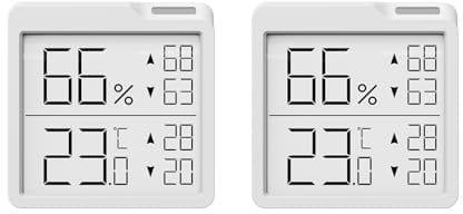 2 Pack - OPPERD Room Thermometer Indoor Hygrometer - Mini Digital Humidity Meter Accurate Temperature and Humidity Monitor with Max Min Recording for Bedroom, Baby Nursery, Baby Room, Living Room