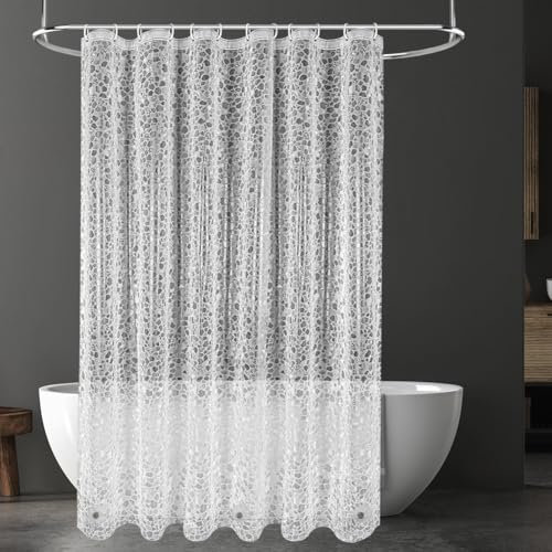 URAQT Tenda Doccia, Tenda da Doccia Antimuffa e Impermeabile con 12 Ganci di Plastica, Tenda Bagno Lavabile in PEVA Tende Vasca Bagno per Dormitorio Famiglia Hotel
