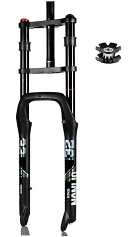 DHNCBGFZ 20/26 Inch Bike Suspension Fork 4.0'' Tire Fat Forks 135mm Travel Double Shoulder Snow Beach Mountain eBike Front Fork QR 135 * 9MM 1-1/8 Straight Tube Disc Brake(20)
