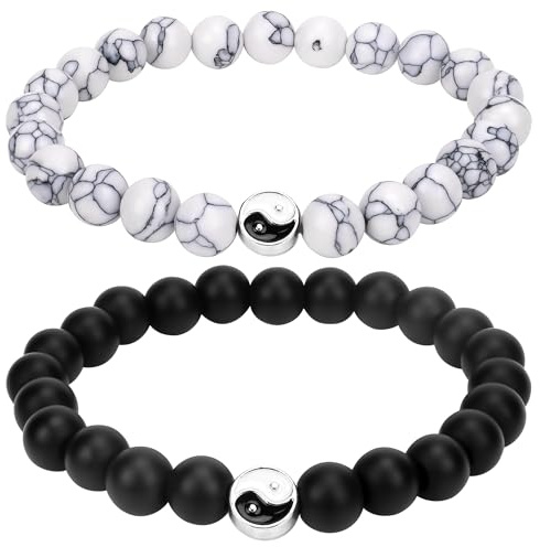 Chiorgone Yin-Yang-Paar-Armbänder – passendes Feng Shui-Armband für Freund und Freundin – Langstrecken-Touch-Bond-Armband für Sie und Ihn, 2 Stück
