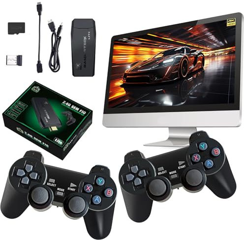 Unokit 2025 New Retro Wireless Game Controller, 4K HDMI Output, Plug & Play TV Video Gaming Stick, Classic Games and 9 Emulators, Upgrade Dual 2.4G Wireless Controllers-64G
