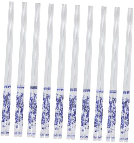 Holibanna 10 Pares Palillos de Porcelana Chinos Reutilizables de Palillos para Cenar Diseño Compacto y Antideslizante para Uso Doméstico y Restaurantes