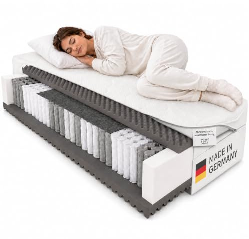 BeCo 5 Sterne TFK Taschenfederkernmatratze 140 x 200 cm H2 & Höhe 29 cm | atmungsaktive Taschenfederkern Matratze mit Boxspring-Feeling durch 7 Zonen und punktelastischer Komfortpolsterung