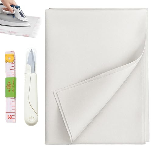 300 x 100 cm Bügelvlies Stoff, Volumenvlies mit Maßband Und Schere, Bügelvlies Zum Verstärken Und Aufbügeln, Volumenvlies Für DIY-Projekte, Weißer Stoff Zur Stabilisierung Von Kragen Und Ärmeln