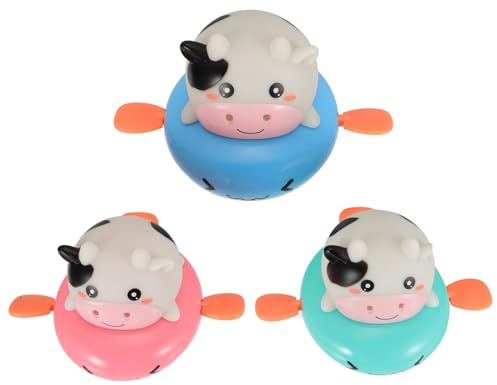HONITANO Juguetes de Baño Mecanismo de Relojería Set de 3 Vacas Lecheras Flotantes en Colores Surtidos Azul Claro Azul Rosa Juguetes Ligeros y Portátiles para Bañera y Ducha