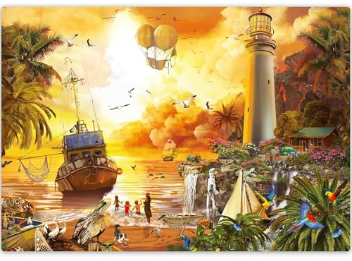 Quokka Puzzle Für Erwachsene – 500 Teiliges Leuchtturm Puzzle, Originelle Collage, Vom Künstler Handgefertigt, Einzigartig Geschnittene Teile Mit Gutem Griff, FSC Zertifiziert Und Recycelbar