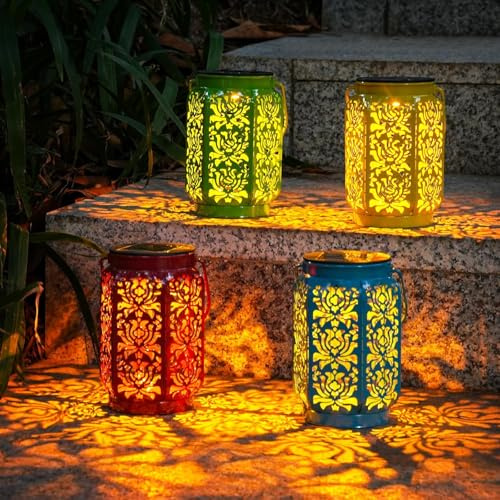 OxyLED Laternen für Draußen, 4 Stück Solarlaterne für Außen Solar Laterne IP44 Wasserdicht Metall Dekorativ Solarlampe Garten Gartendeko Solar Deko Draußen für Balkon Weg Garten Patio Terrasse