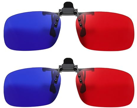 Tressify Red-Blue 3D Glasses 2 Pcs, Clip-On Anaglyph for Movies Tv, Black Frame, Lens Red Blue, Tr Frame, 2.4 X 5.2 X 1.6 in (6 X 13.2 X 4.1 Cm)