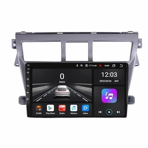 Car Radio per Toyota Vido Yaris 2008-2013 Android 15 9 Pollici Auto Tablet Stereo con Wireless Carplay Android Auto Per, 4 Core 2G+64G