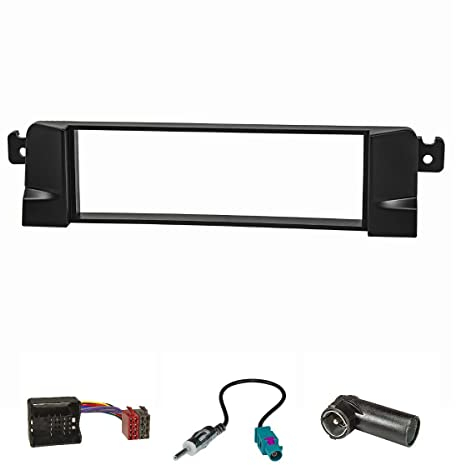 tomzz Audio 2404-014 Radioblende Set HQ-Optik Profi-Version kompatibel mit BMW 3er E46 schwarz mit Quadlockadapter ISO Fakra Antennenadapter DIN ISO