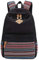 Evay Canvas Rucksack Vintage Bunte Streifen Schule Tasche für Jugend Teenager Mädchen und Jungen Leichte niedlichen wasserdicht casual Daypack hält 14 Zoll Laptop Schule Schultertasche Rucksack Schwarz