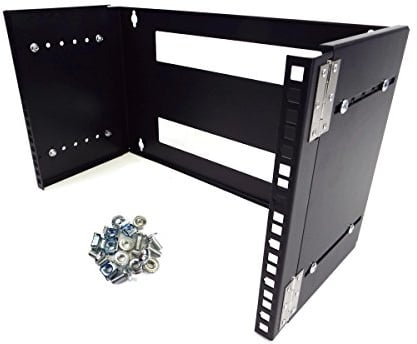 CNAweb 6U 19-Inch Hinged Extendable Wall Mount Bracket Network Equipment Rack - Black
