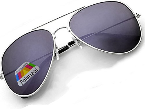 4sold Klassische Unisex Polarisierte Sonnenbrille in vielen Farbkombinationen (Silber Schwarz)
