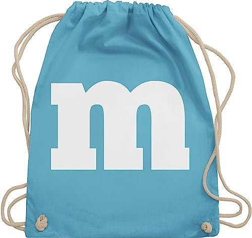Shirtracer Turnbeutel Rucksack - & Fasching - Taschen - M Aufdruck Karneval I M&M Schokolinse I MM Fastnacht I Fasnacht I Fasnet - Unisize - Hellblau - wurftaschen karnevalsbeutel faschings m& beutel