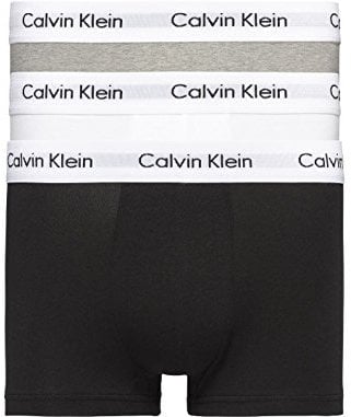 Calvin Klein Herren 3er Pack Boxershorts Low Rise Trunks Unterwäsche, Mehrfarbig (Black/White/Grey Heather), XL