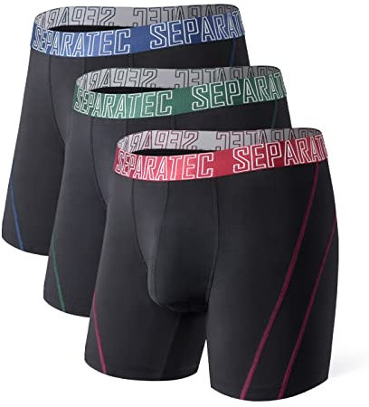 Separatec Herren Boxer Slips Glattes Bambus Rayon mit getrennten Beuteln Unterwäsche 3er Pack Boxershorts Stilvolle mehrfarbige Trunks