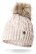 HEYO Damen Wintermütze mit Fleece Innenband H18527 | Slouch Beanie Winter Mütze | Warme Strickmütze mit Bommel | Bommelmütze (Beige)