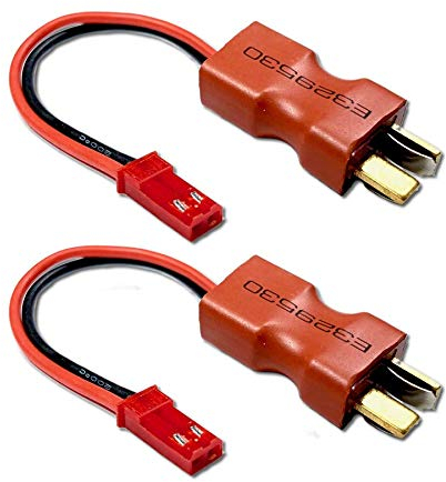 VUNIVERSUM 2 Stück Premium Adapter T-Dean Stecker Male auf Buchse Female mit JST BEC Stromversorgung für Lipo Akku Battery Hochstrom Adapterkabel von Mr.Stecker Modellbau®