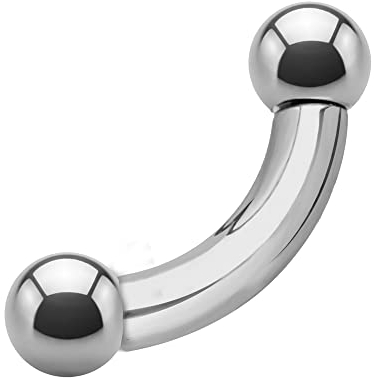 Treuheld® | 2mm x 14mm Piercing Banane | Kugeln 5mm | Chirurgenstahl 316L | Silber | Curved Barbell/gebogener Stab | Intim Piercing, Septum UVM.
